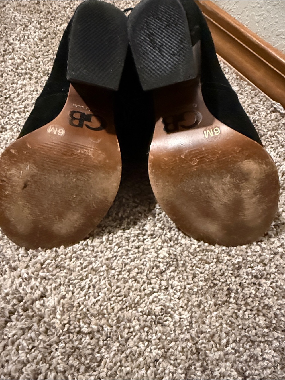 Gianni Bini Black Suede Fringe Peep-Toe Booties - Picture 3 of 3